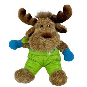 Dan Dee Moose Plush 16" Plush Green Snow Suit Scarf Gloves Stuffed Animal